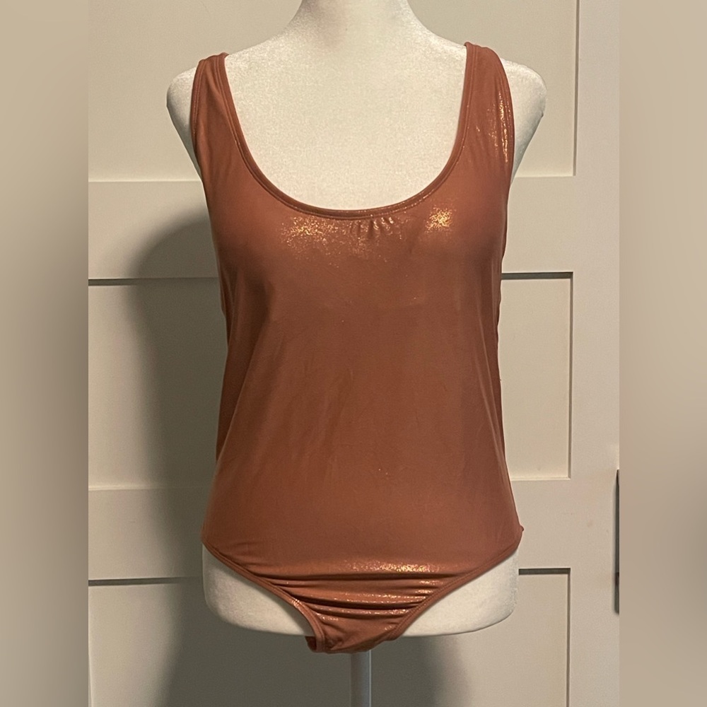 Mae Sparkly Rose Gold One Piece Swimsuit Size Medium